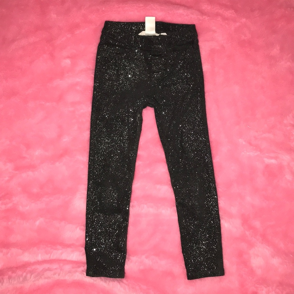 H&M skinny dark gray glittery girls jeggings, 4-5